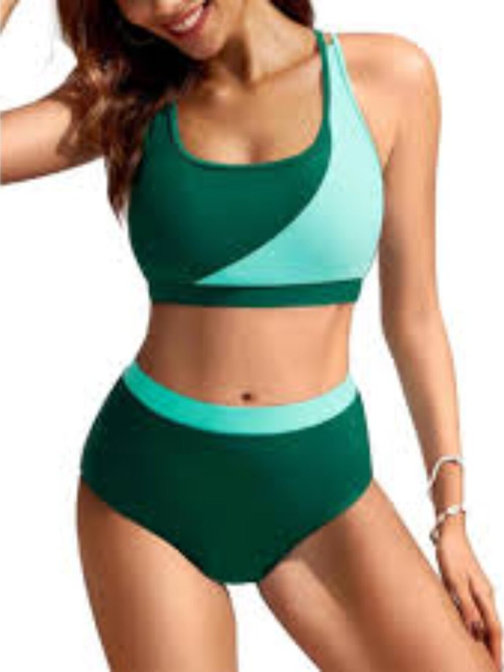 NWT Kate Kasin Color Block High Waisted Bikini Set L
